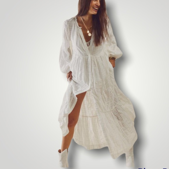 Free People Dresses & Skirts - FREE PEOPLE white maxi boho dress size S